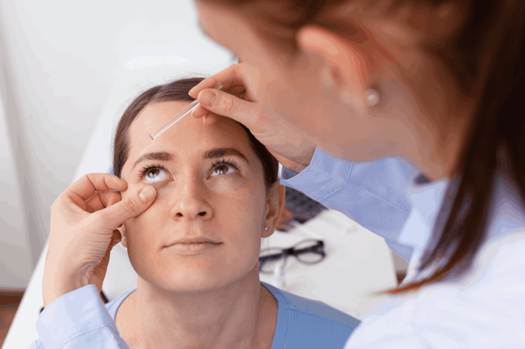 doctor testing patient eyesight